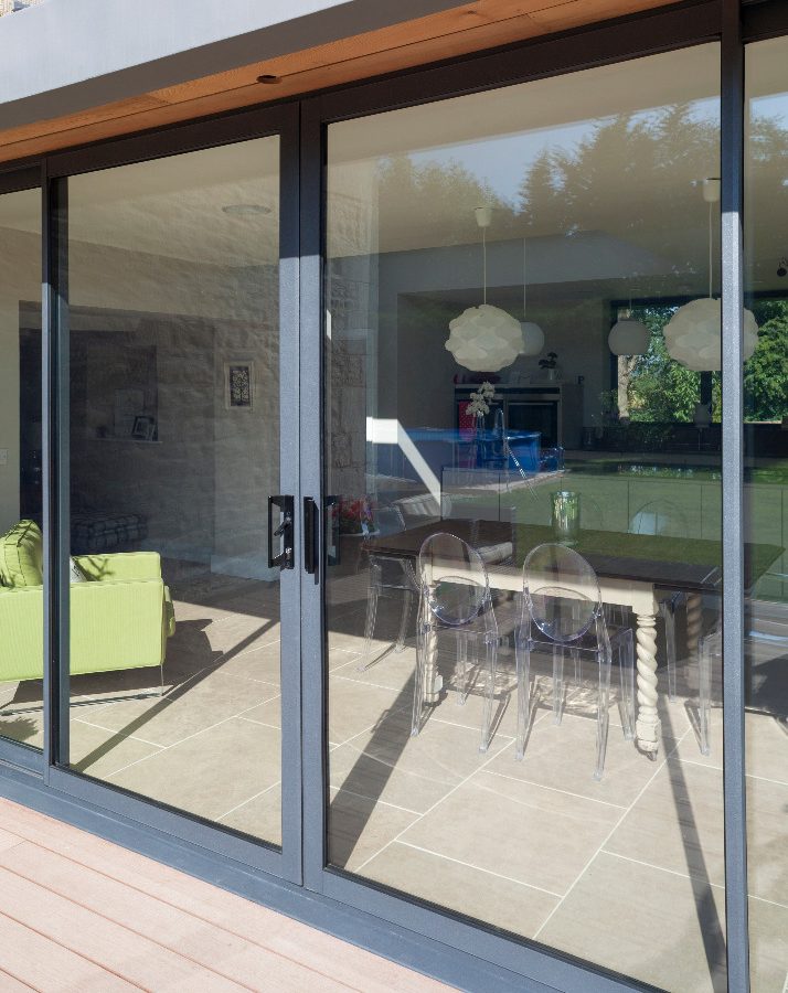 grey aluminium bifold doors in hertfordshire